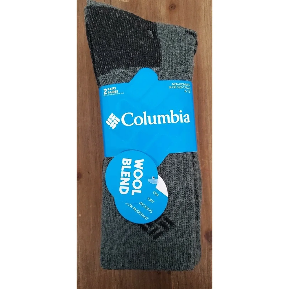 Columbia Size 6-12 Socks 2 Pack Gray Light Olive CREW Men's Mi-Chaussettes NEW
